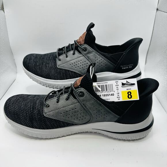 Skechers “Delson” Men’s Stretch Knit Hands Free Swift Fit Comfort Shoe [Black] - Picture 4 of 8